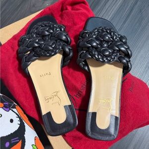 Christian Louboutin Black Braided Leather Sandals